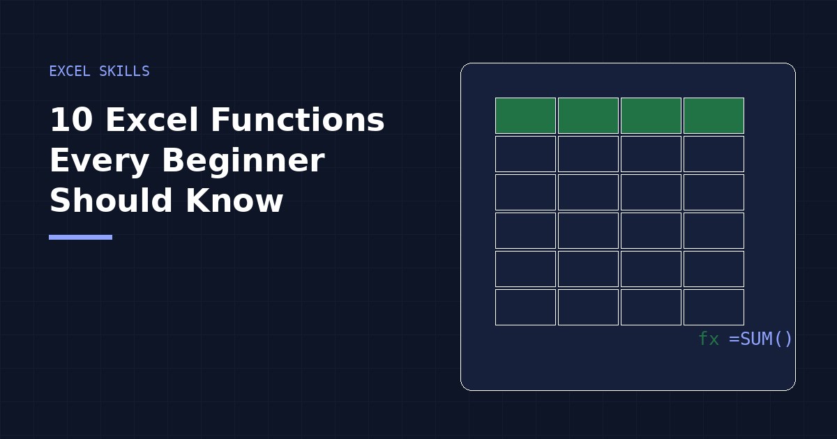 10 Excel Functions Every Beginner Should Know